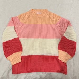Pink Lily Sweater - Pink/Peach/White. NEVER WORN.
